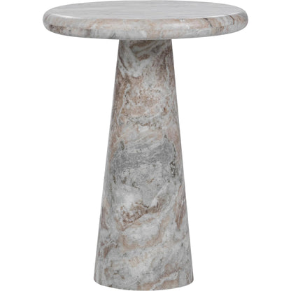 Huxley Round Accent Table by Classic Home in rusty gray. Made from marble in a unique style.