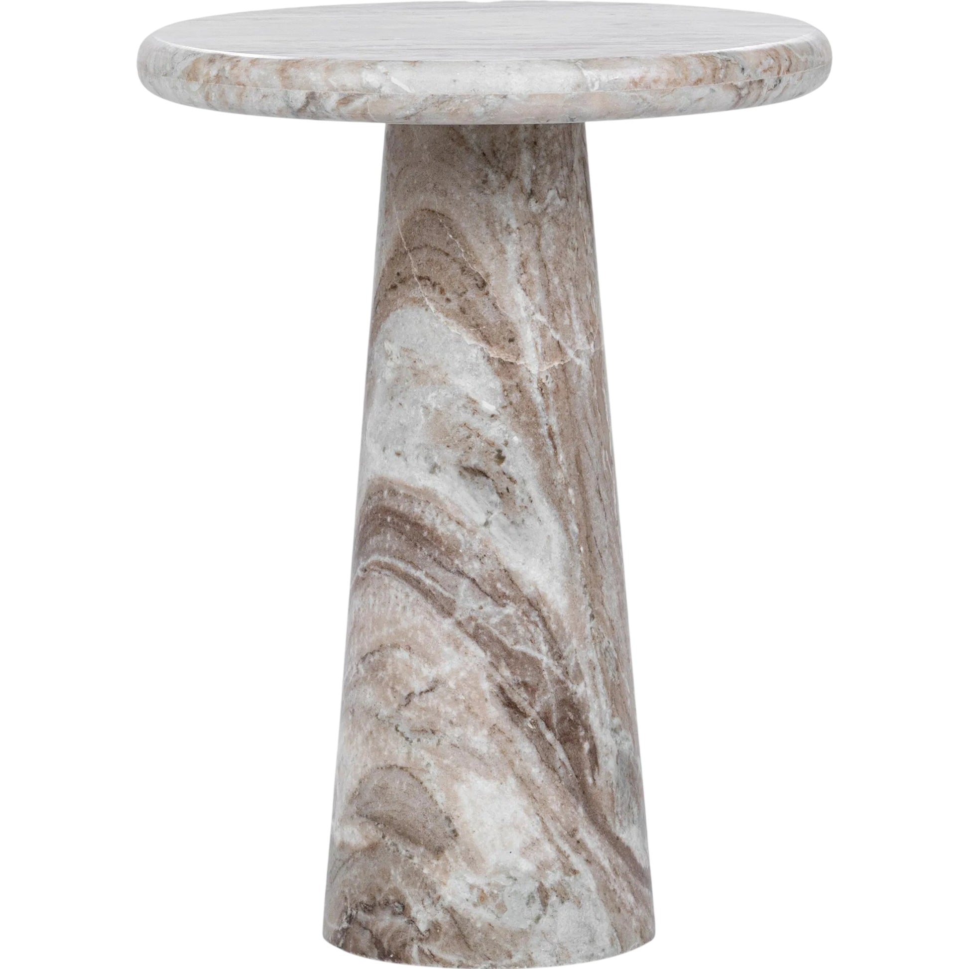 Huxley Round Accent Table by Classic Home in rusty gray. Made from marble in a unique style.
