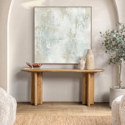 Montengo Solid Console Table by Classic Home in natural maple. Made from mango wood in a unique style.