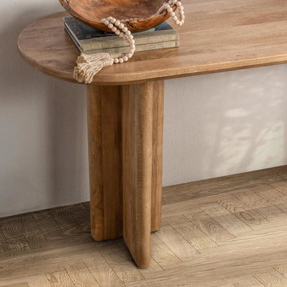 Montengo Solid Console Table by Classic Home in natural maple. Made from mango wood in a unique style.