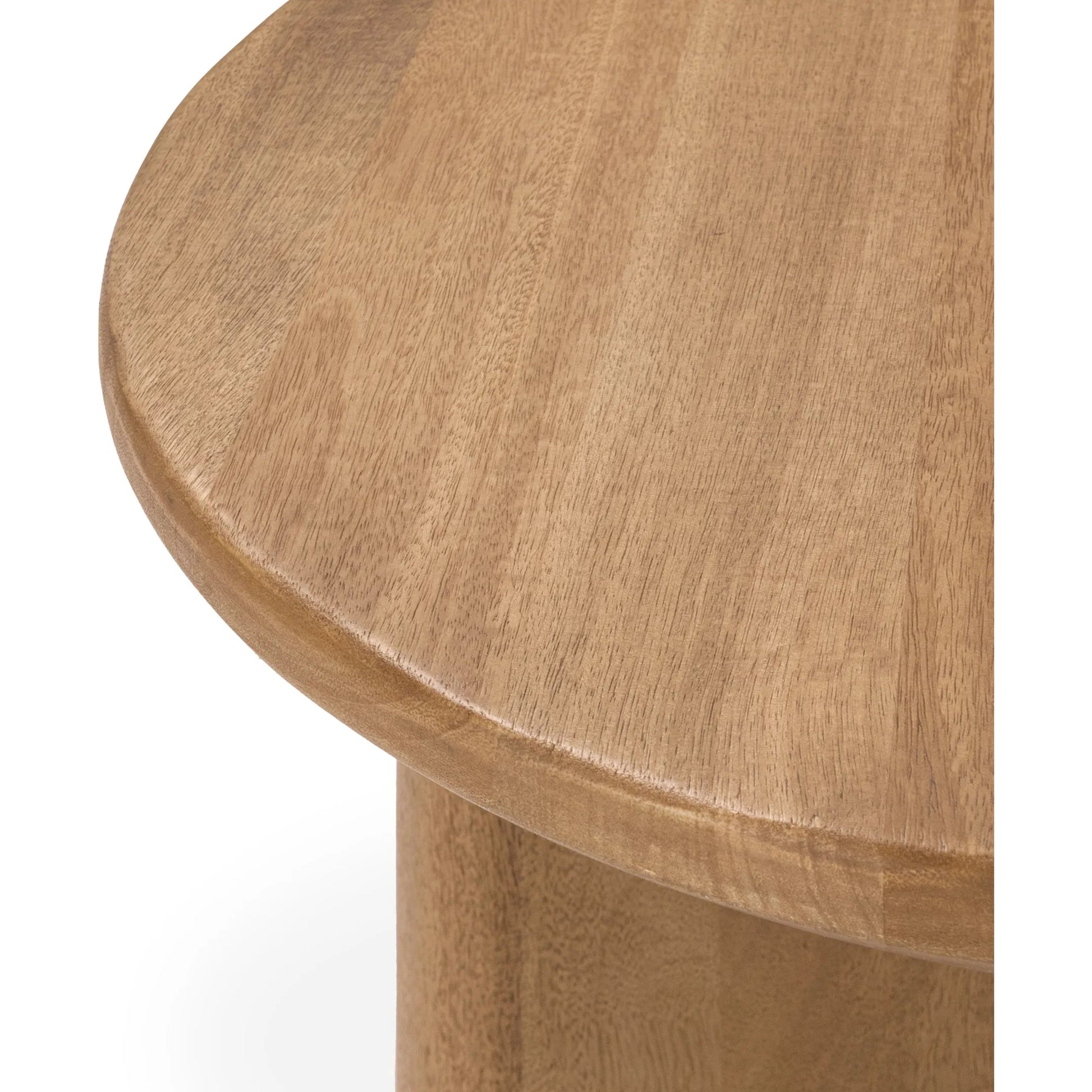 Montengo Solid Round End Table by Classic Home in natural maple. Made from mango wood in a unique style.