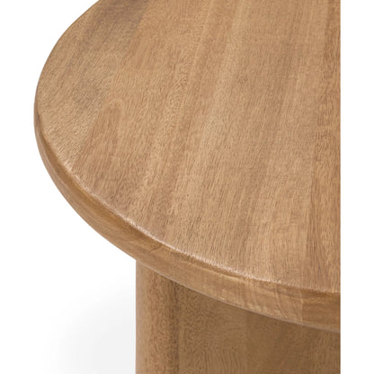 Montengo Solid Round End Table by Classic Home in natural maple. Made from mango wood in a unique style.