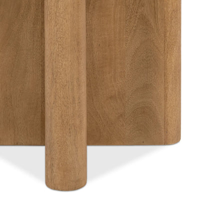 Montengo Solid Round End Table by Classic Home in natural maple. Made from mango wood in a unique style.