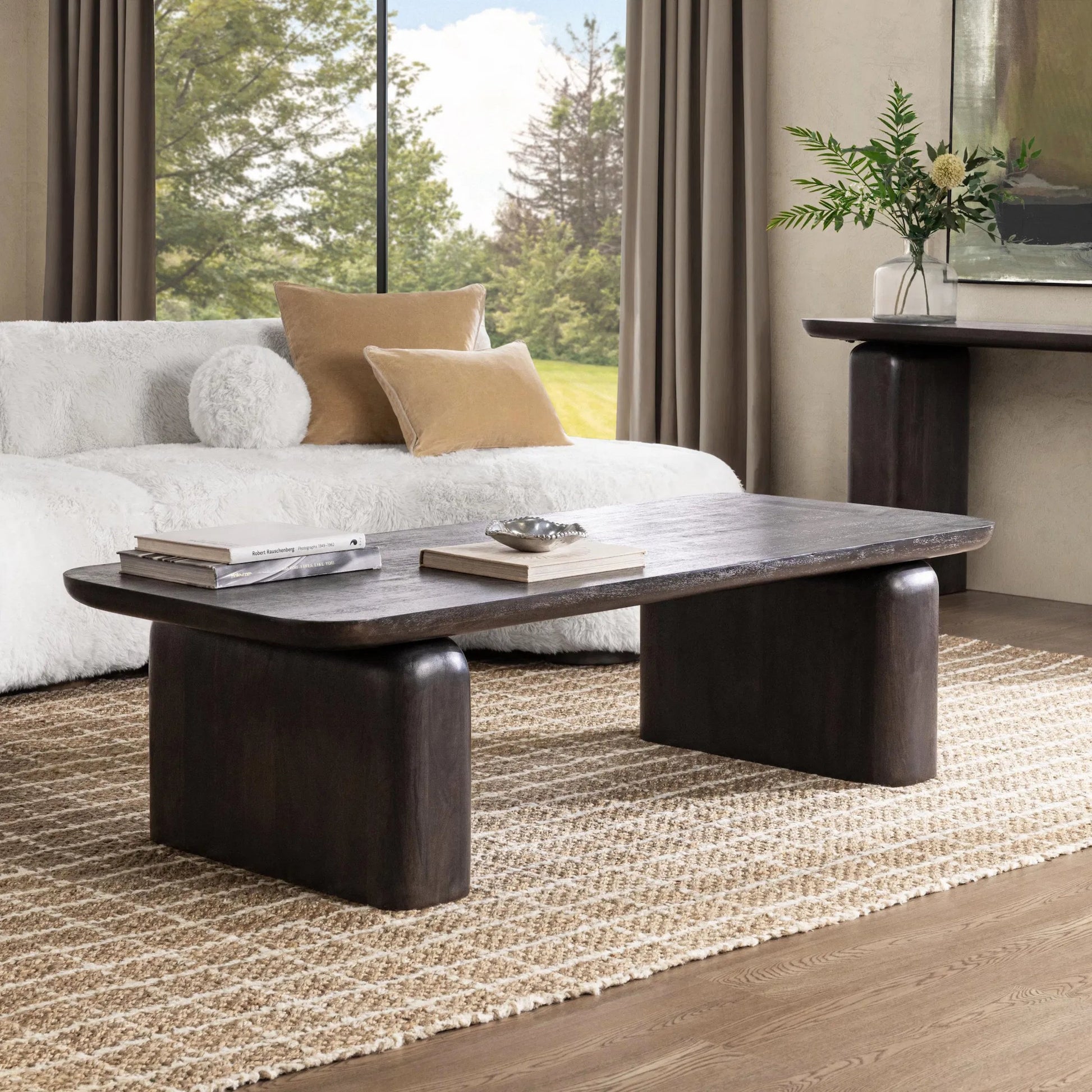 Chloe Coffee Table by Classic Home in truffle roast. Made from mango wood in a modern style.