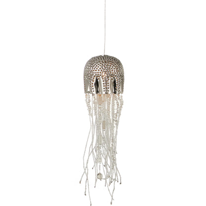 Medusa Round 15-LIGHT Multi-Drop Pendant by Currey and Company in nickel, silver. Made from nickel, steel, glass in a modern style.