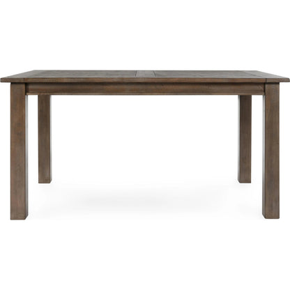 Driftwood Dining Table by Kosas Home in desert gray. Made from reclaimed pine wood in a rustic style.