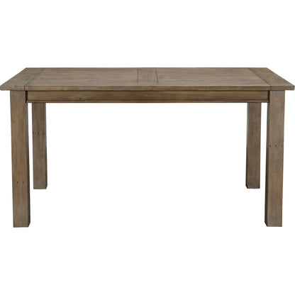Driftwood Dining Table by Kosas Home in desert gray. Made from reclaimed pine wood in a rustic style.