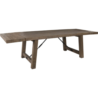 Tuscany Extension Dining Table by Kosas Home in desert gray. Made from reclaimed pine wood in a rustic style.