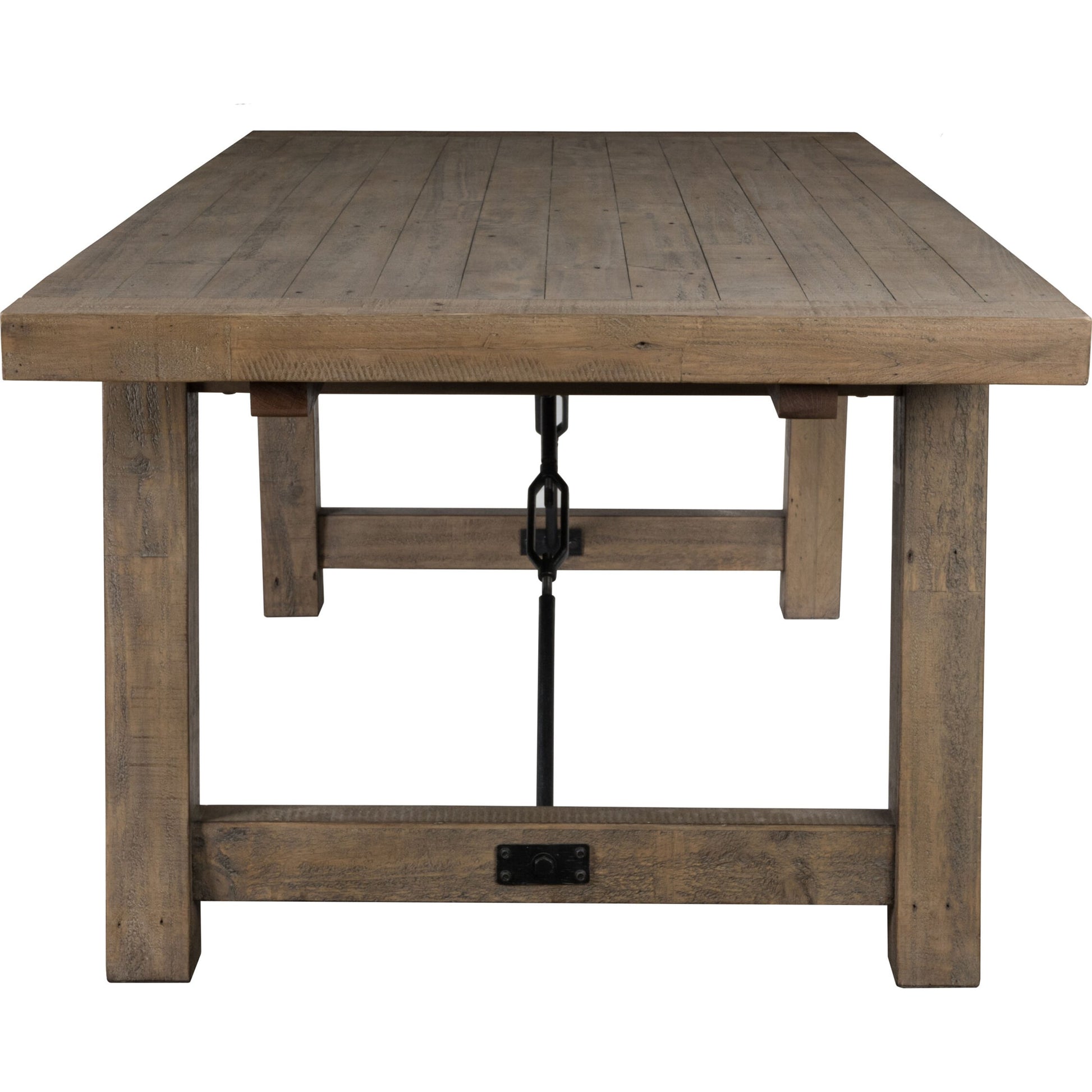 Tuscany Extension Dining Table by Kosas Home in desert gray. Made from reclaimed pine wood in a rustic style.
