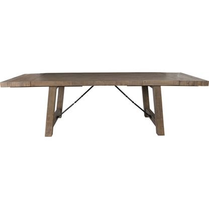 Tuscany Extension Dining Table by Kosas Home in desert gray. Made from reclaimed pine wood in a rustic style.