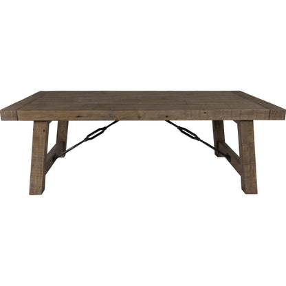 Tuscany Coffee Table by Kosas Home in weathered gray. Made from reclaimed pine wood in a rustic style.