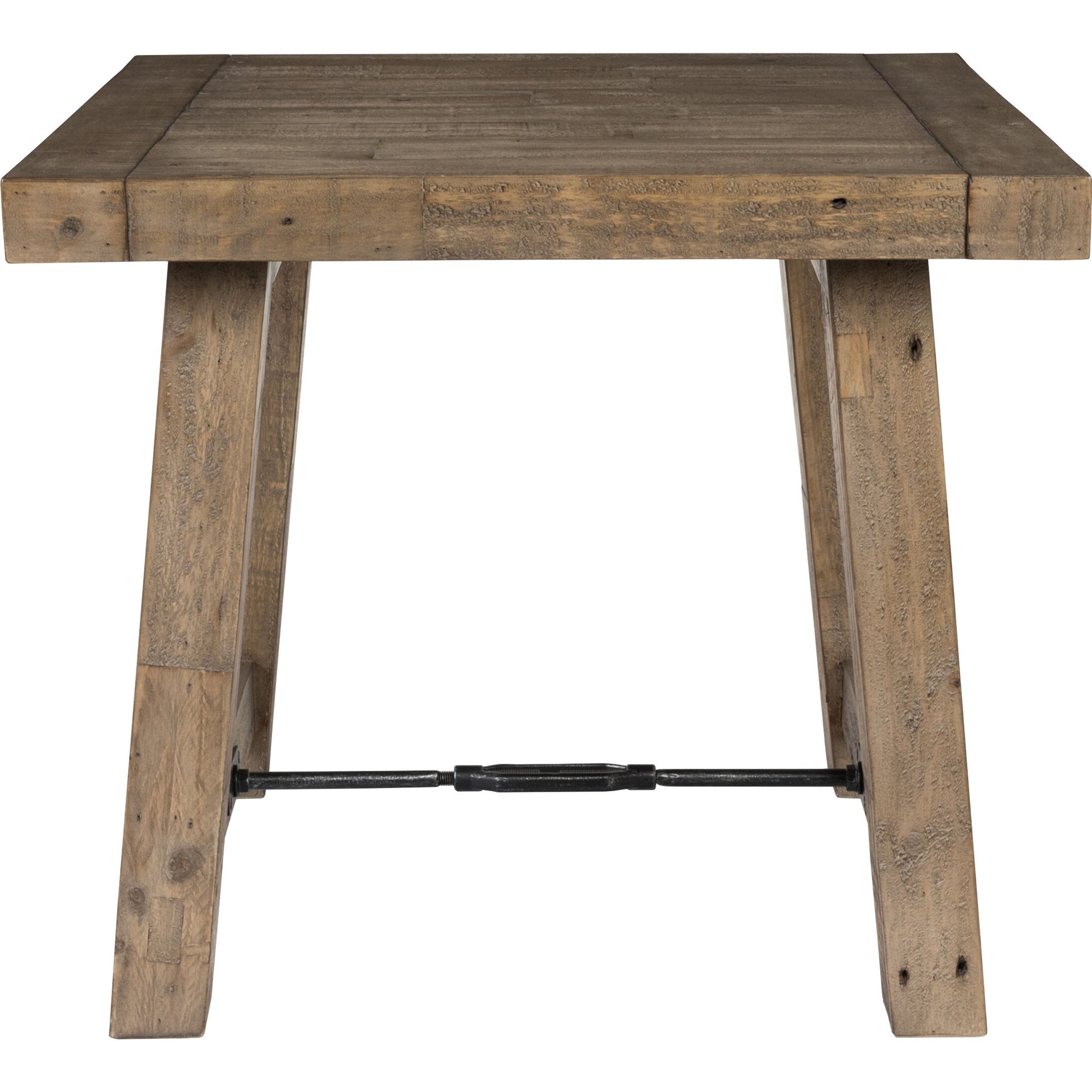 Tuscany End Table by Kosas Home in weathered gray. Made from reclaimed pine wood in a rustic style.