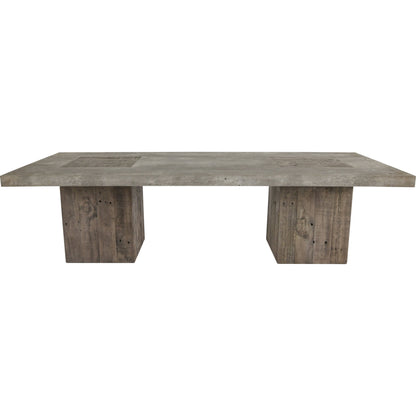 Paxton Coffee Table by Classic Home in antique gray. Made from concrete laminate top, reclaimed pine in a modern style.