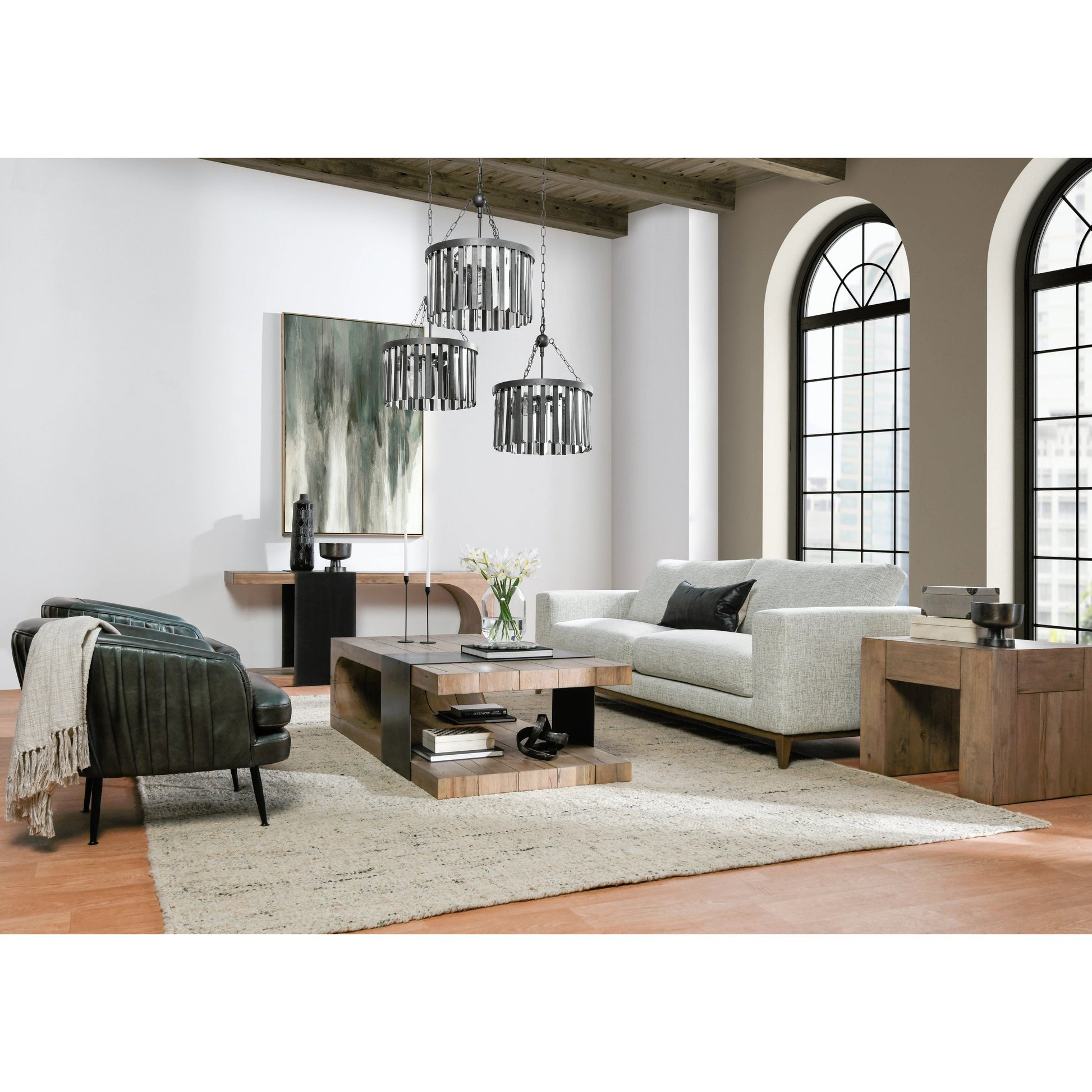 Danica Coffee Table by Classic Home. Made from reclaimed oak, metal in a modern style.