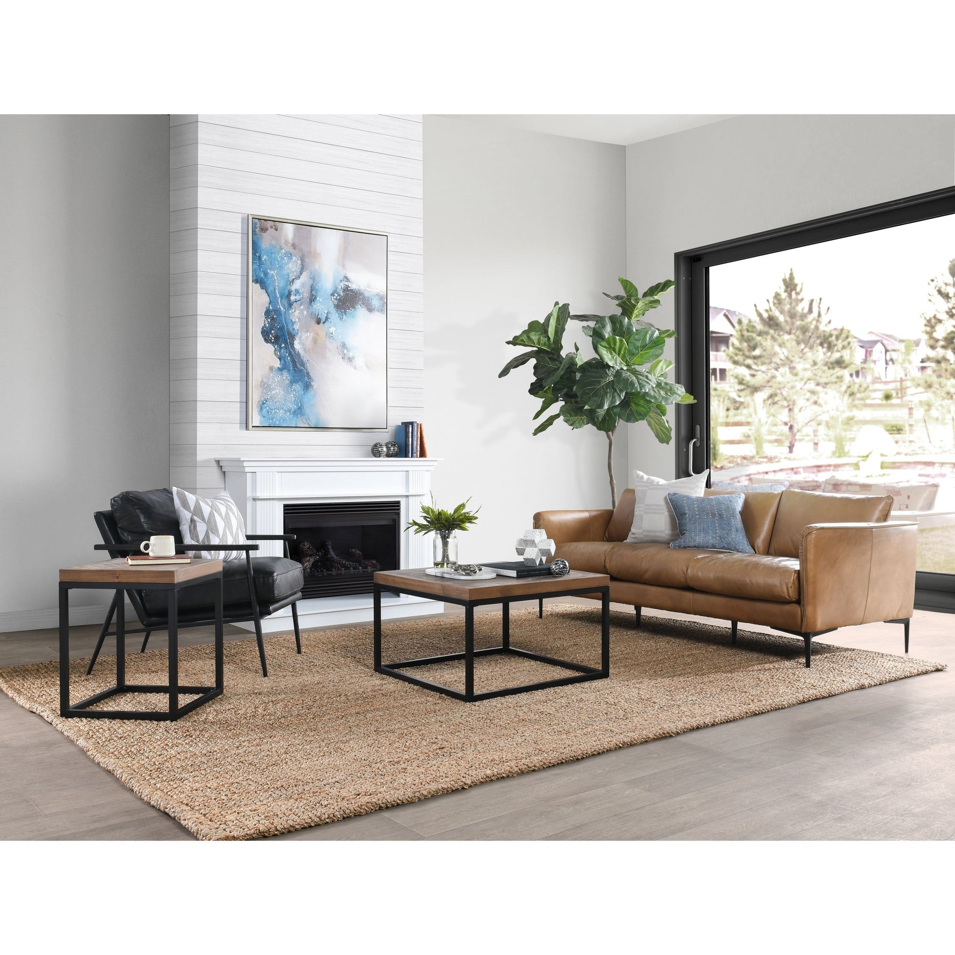 Chantel Coffee Table by Kosas Home in pine. Made from pine wood in a modern style.