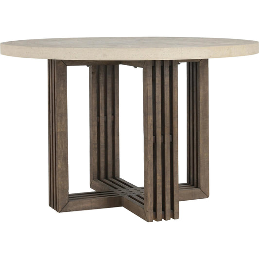 Aspen 47" Solid Wood Pine Dining Table by Classic Home in antique white. Made from concrete laminate, reclaimed pine in a modern style.