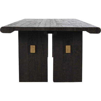 Larson Dining Table by Classic Home in black, classic brass. Made from pine wood in a modern style.
