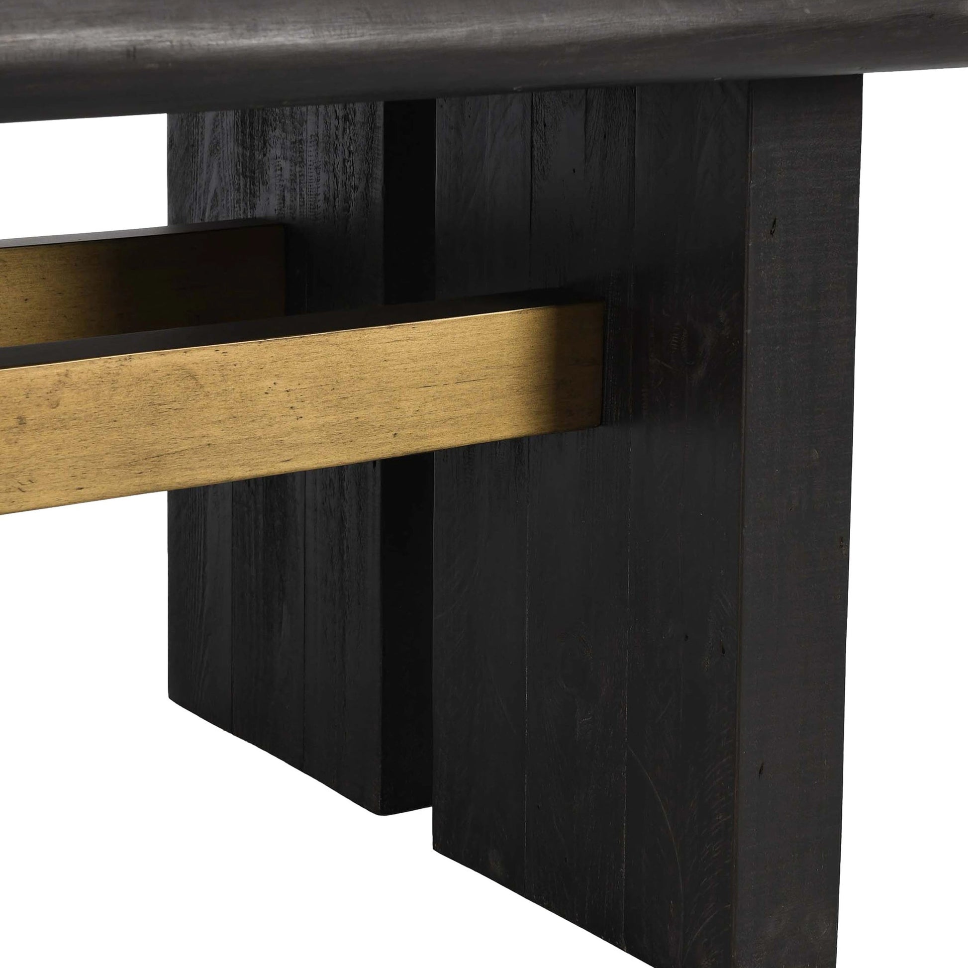Larson Dining Table by Classic Home in black, classic brass. Made from pine wood in a modern style.