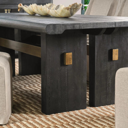 Larson Dining Table by Classic Home in black, classic brass. Made from pine wood in a modern style.