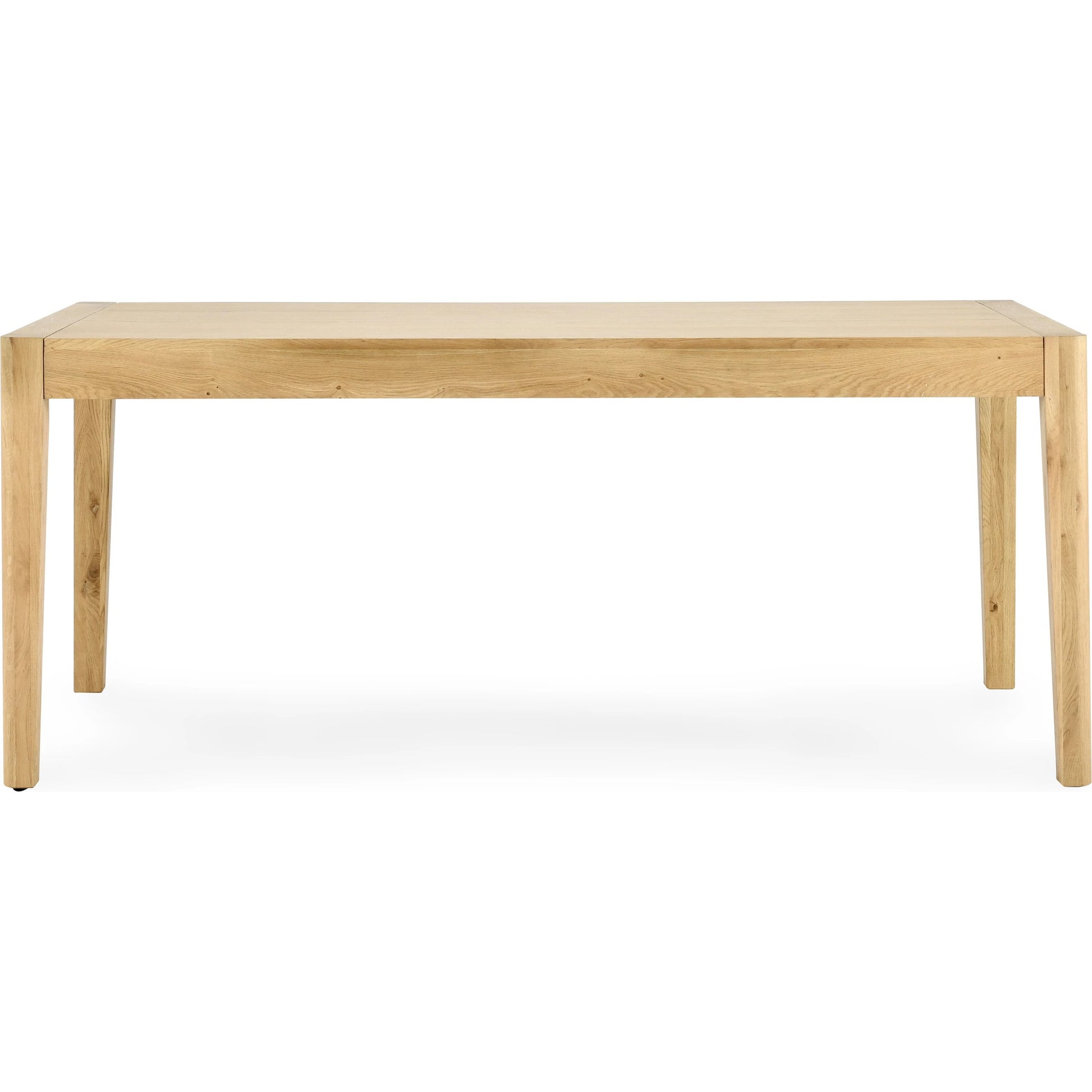 Beechgrove Dining Table by Kosas Home in natural brown. Made from oak wood in a modern style.