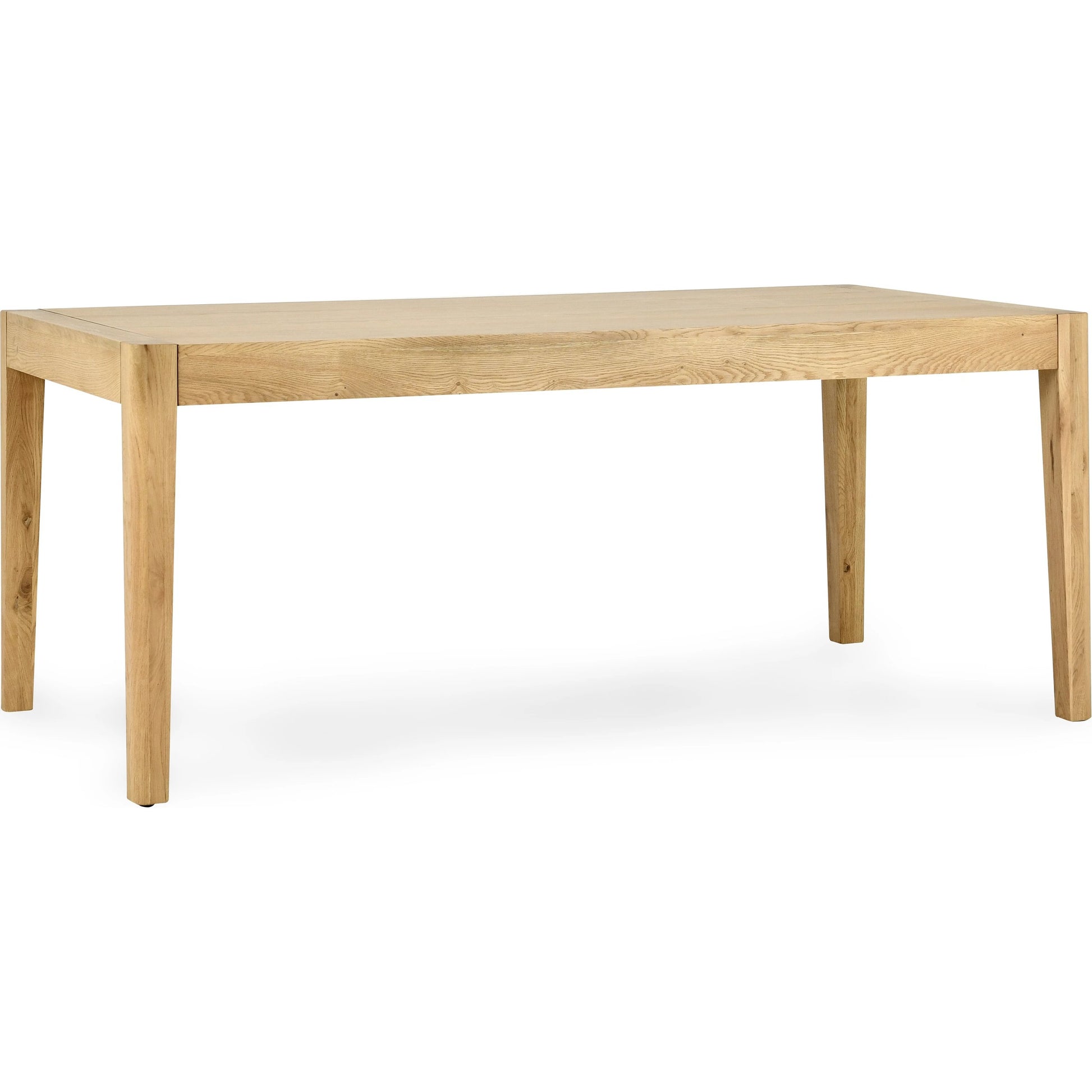 Beechgrove Dining Table by Kosas Home in natural brown. Made from oak wood in a modern style.