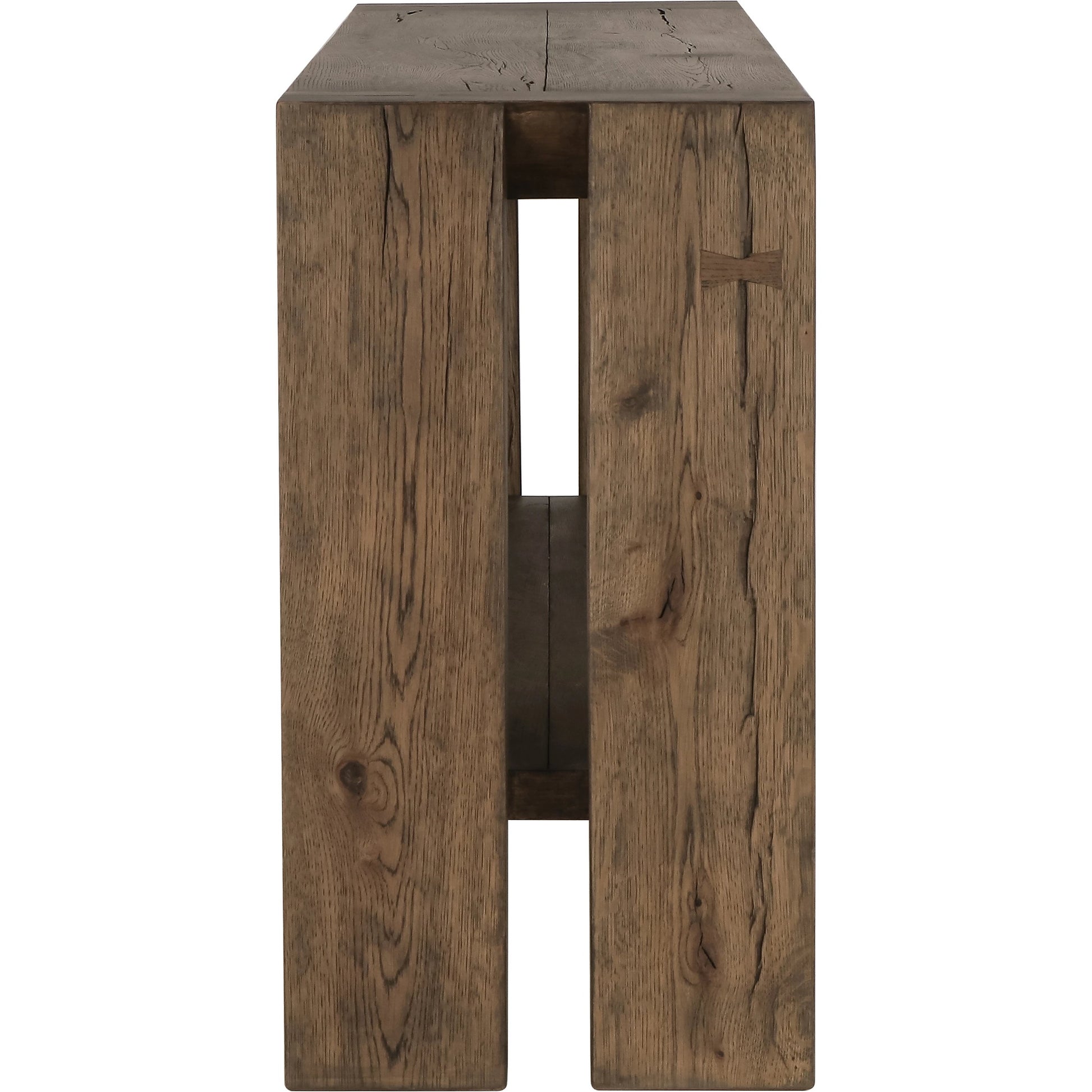 Troy Oak Console Table by Classic Home in brown. Made from oak wood in a modern style.