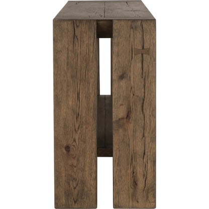 Troy Oak Console Table by Classic Home in brown. Made from oak wood in a modern style.
