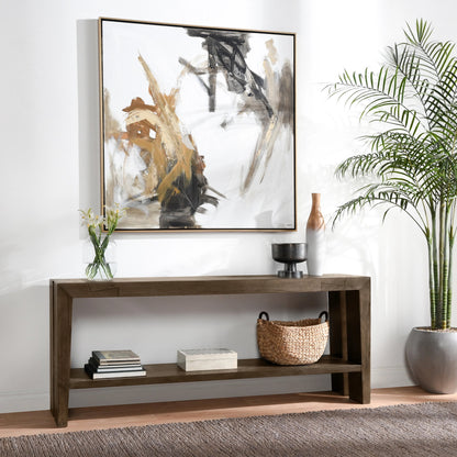 Troy Oak Console Table by Classic Home in brown. Made from oak wood in a modern style.