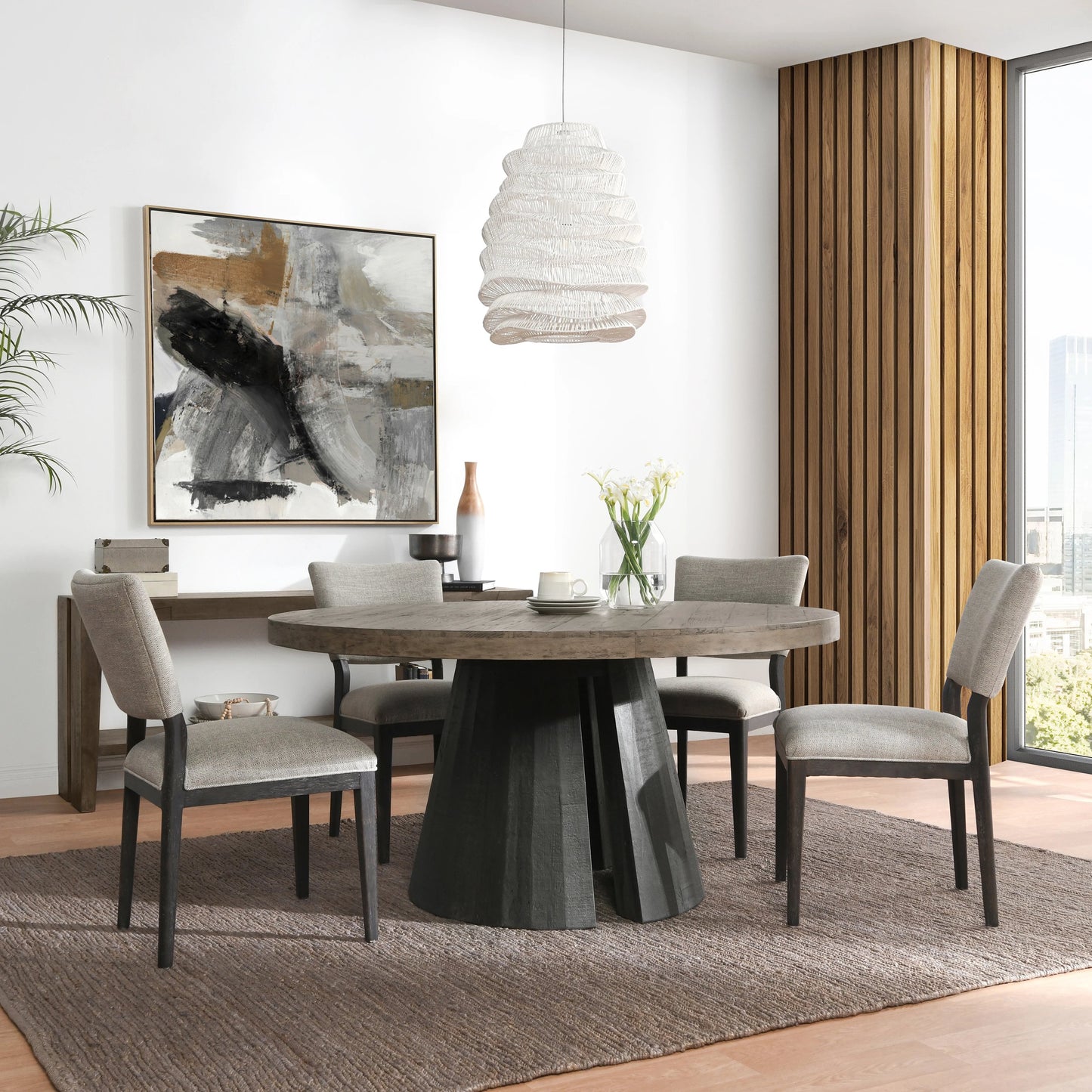 006 SI-2160266 | Lifestyle | Troy Oak Console Table by Classic Home in brown. Made from oak wood in a modern style.