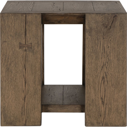 Troy Oak End Table by Classic Home in brown. Made from oak wood in a modern style.
