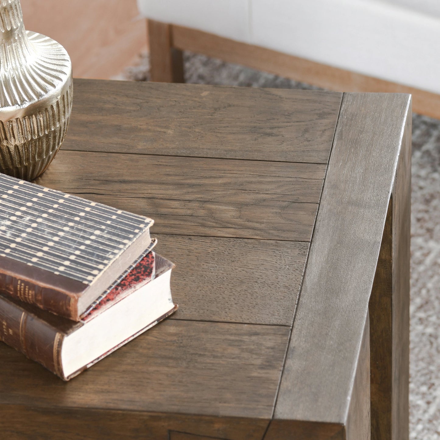 005 SI-2160267 | Closeup | Troy Oak End Table by Classic Home in brown. Made from oak wood in a modern style.
