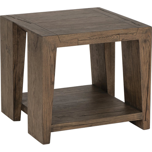 Troy Oak End Table by Classic Home in brown. Made from oak wood in a modern style.