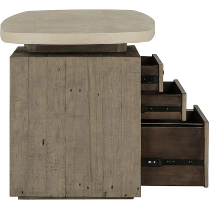 Angus Reclaimed Wood Writing Desk by Classic Home in gray. Made from concrete laminate in a unique style.