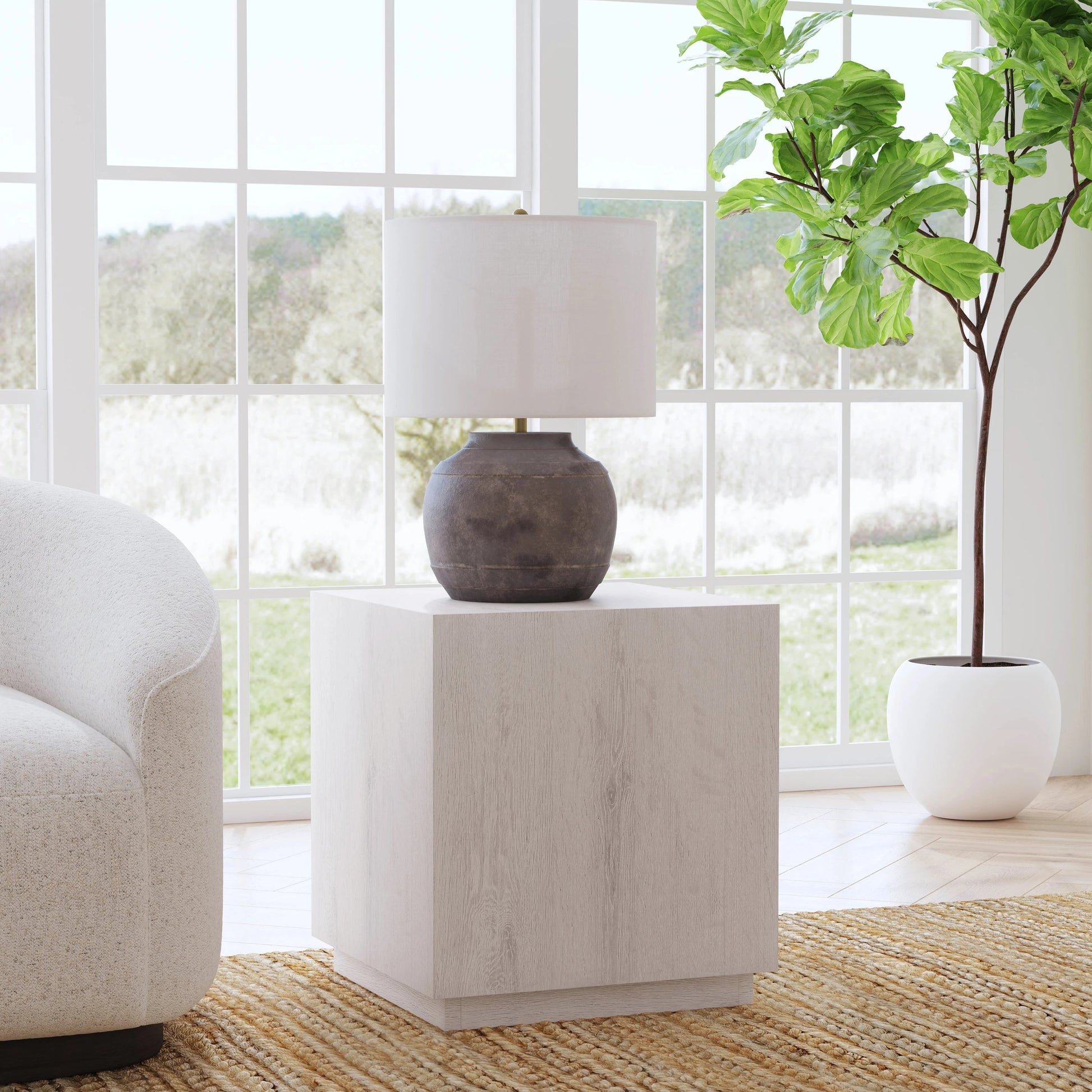 Layne Square End Table by Classic Home. Made from oak veneer in a modern style.
