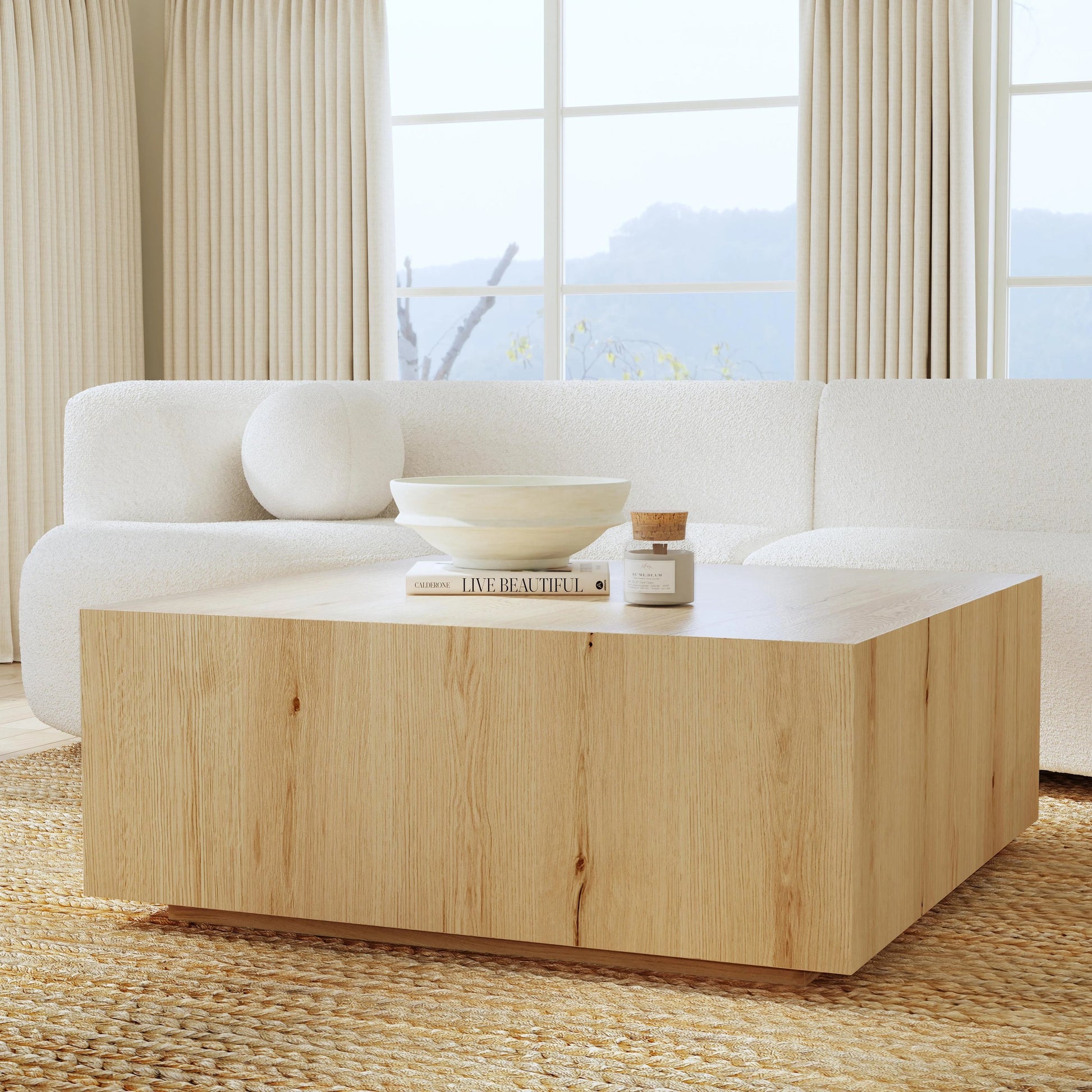 Layne Square Coffee Table by Classic Home. Made from oak veneer in a modern style.