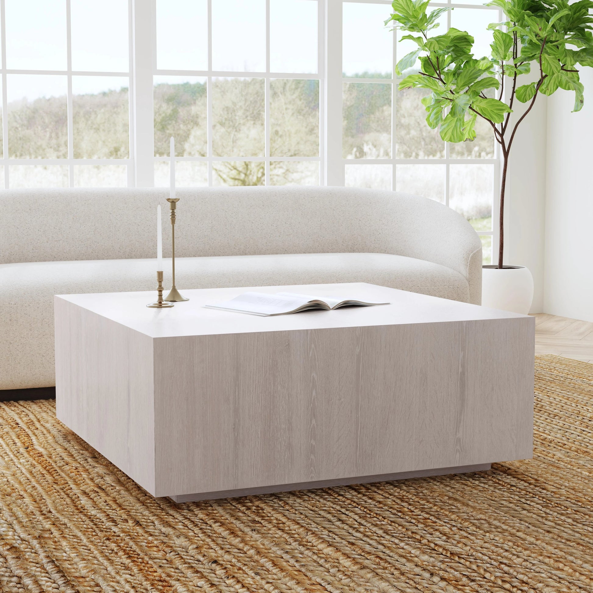 Layne Square Coffee Table by Classic Home. Made from oak veneer in a modern style.