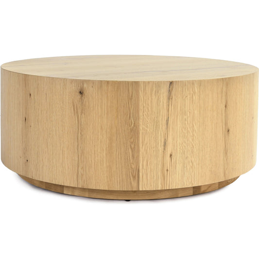 Layne Round Coffee Table by Classic Home. Made from oak veneer in a modern style.