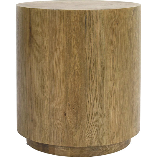 Layne Round End Table by Classic Home. Made from oak veneer in a modern style.