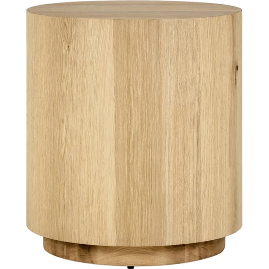 Layne Round End Table by Classic Home. Made from oak veneer in a modern style.