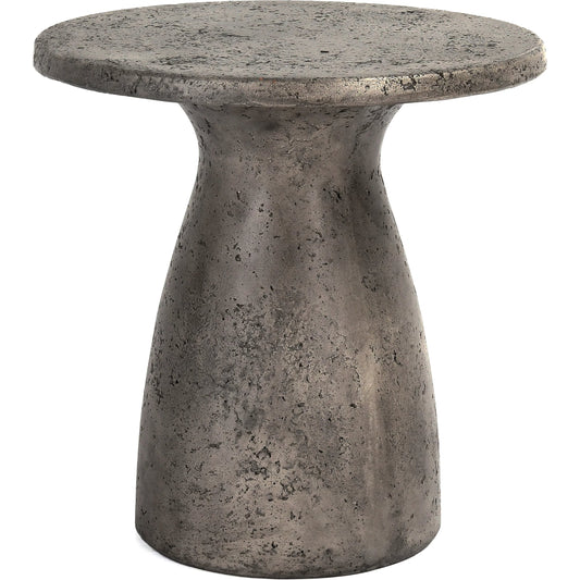 Collins Round Outdoor Accent Table by Classic Home. Made from concrete in a modern style.