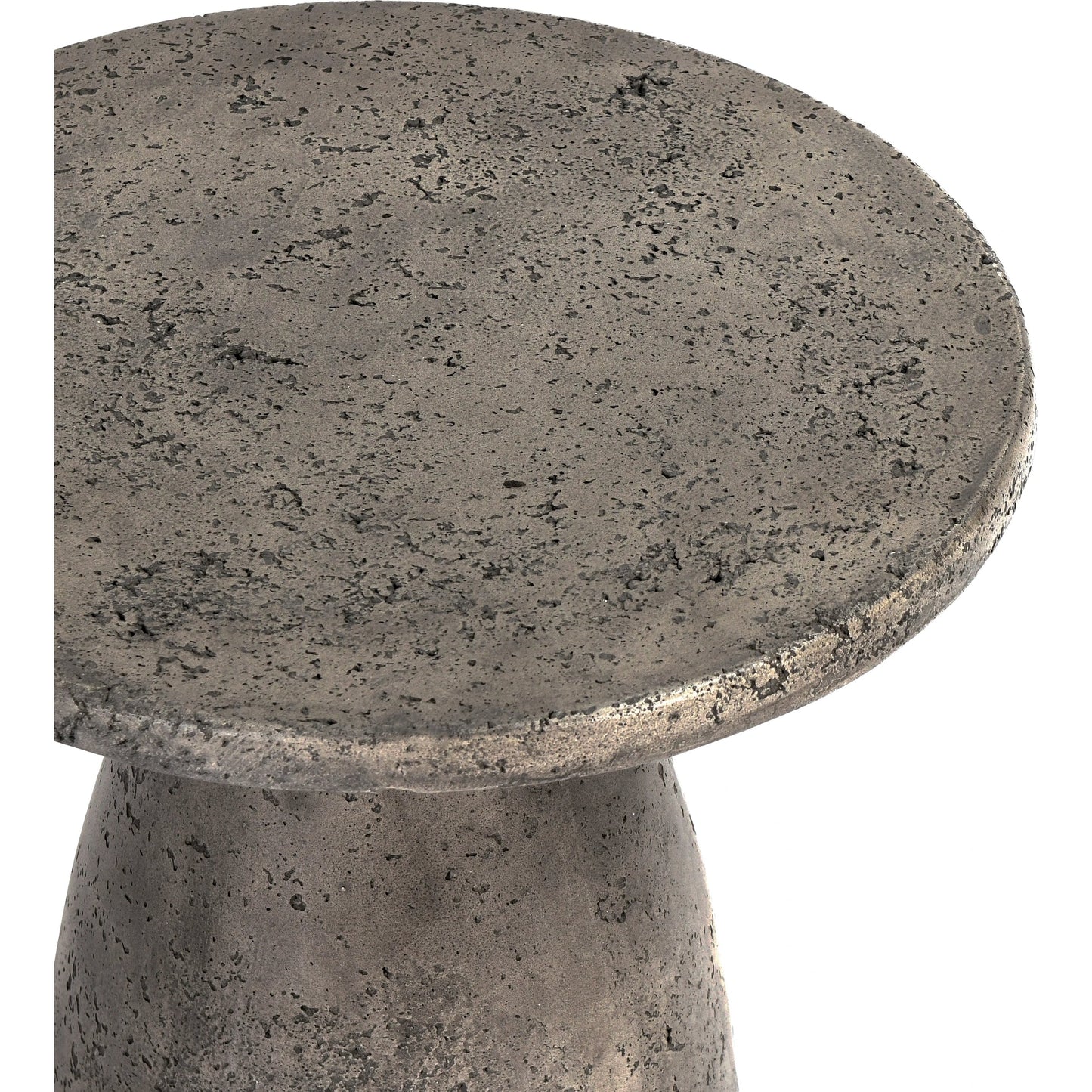 004 SI-2160288 | Closeup | Collins Round Outdoor Accent Table by Classic Home. Made from concrete in a modern style.