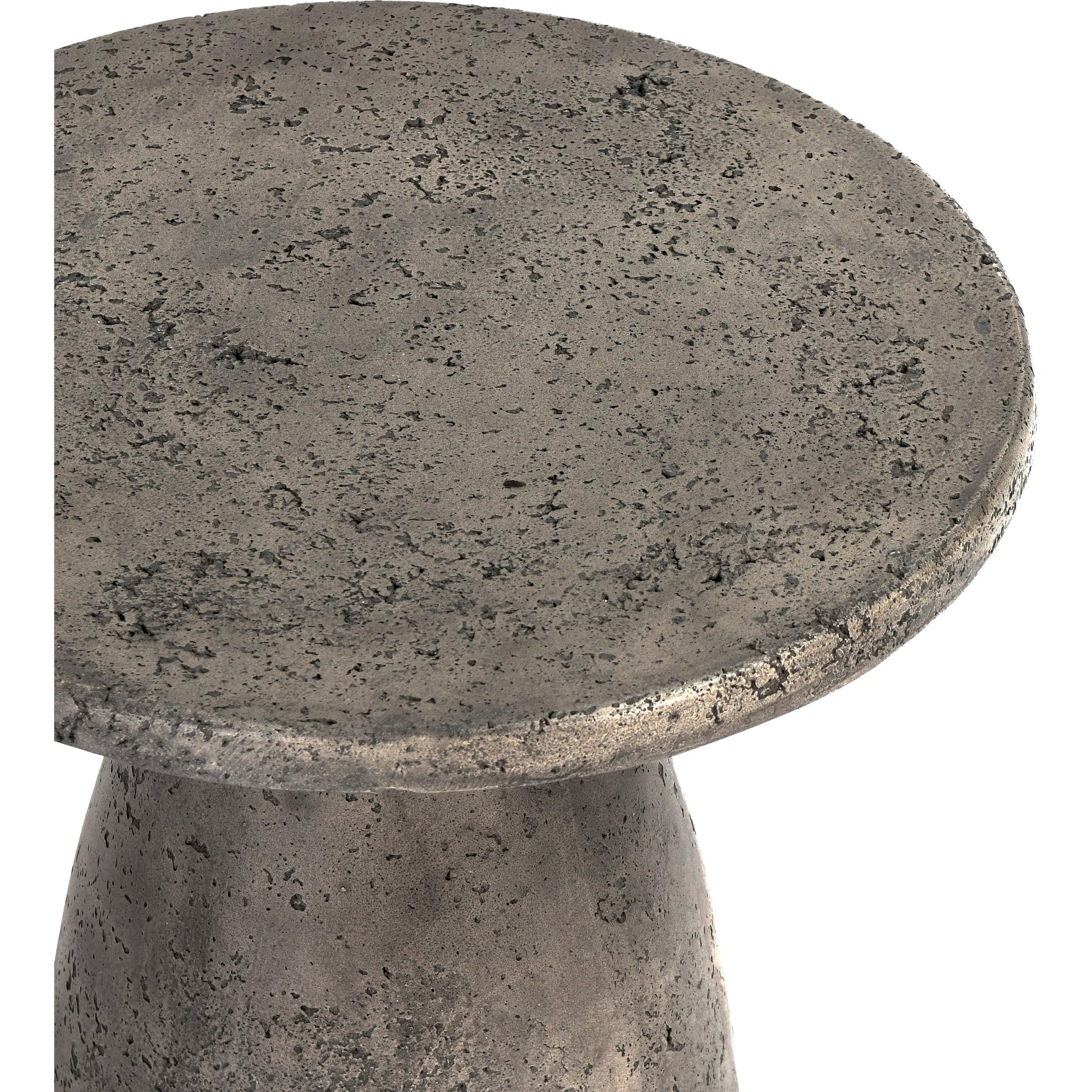 Collins Round Outdoor Accent Table by Classic Home. Made from concrete in a modern style.