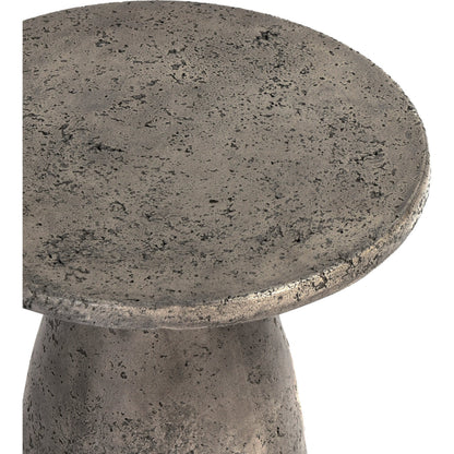 Collins Round Outdoor Accent Table by Classic Home. Made from concrete in a modern style.