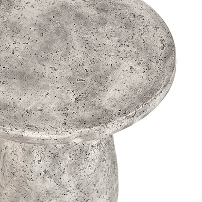 Collins Round Outdoor Accent Table by Classic Home. Made from concrete in a modern style.