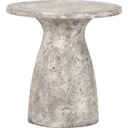 Collins Round Outdoor Accent Table by Classic Home. Made from concrete in a modern style.