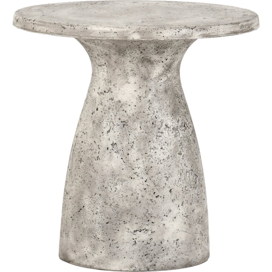 Collins Round Outdoor Accent Table by Classic Home. Made from concrete in a modern style.