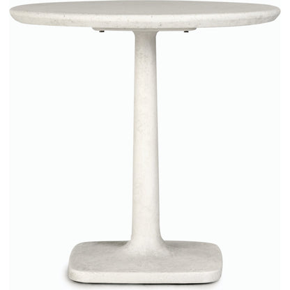 Paulina Concrete Outdoor Bistro Table by Classic Home in white. Made from glass fiber reinforced concrete in a modern style.