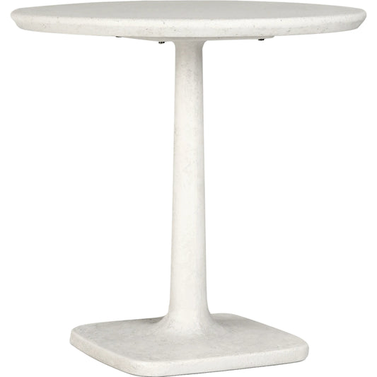 Paulina Concrete Outdoor Bistro Table by Classic Home in white. Made from glass fiber reinforced concrete in a modern style.
