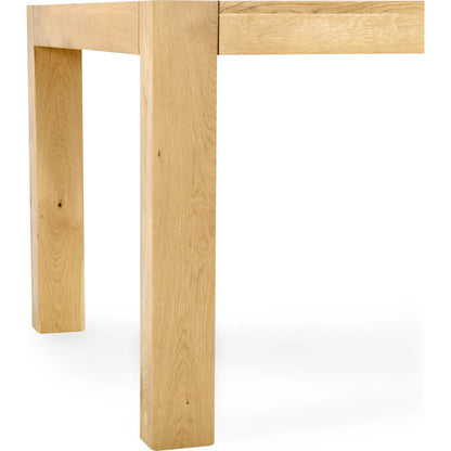Parsons Dining Table by Kosas Home in matte natural brown. Made from oak in a transitional style.