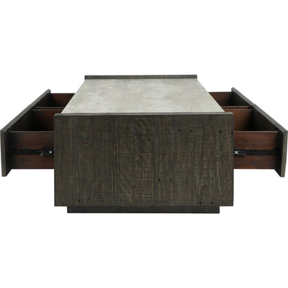 Tori Reclaimed Wood Coffee Table by Classic Home in dark brown. Made from reclaimed pine, pallet skin in a modern style.